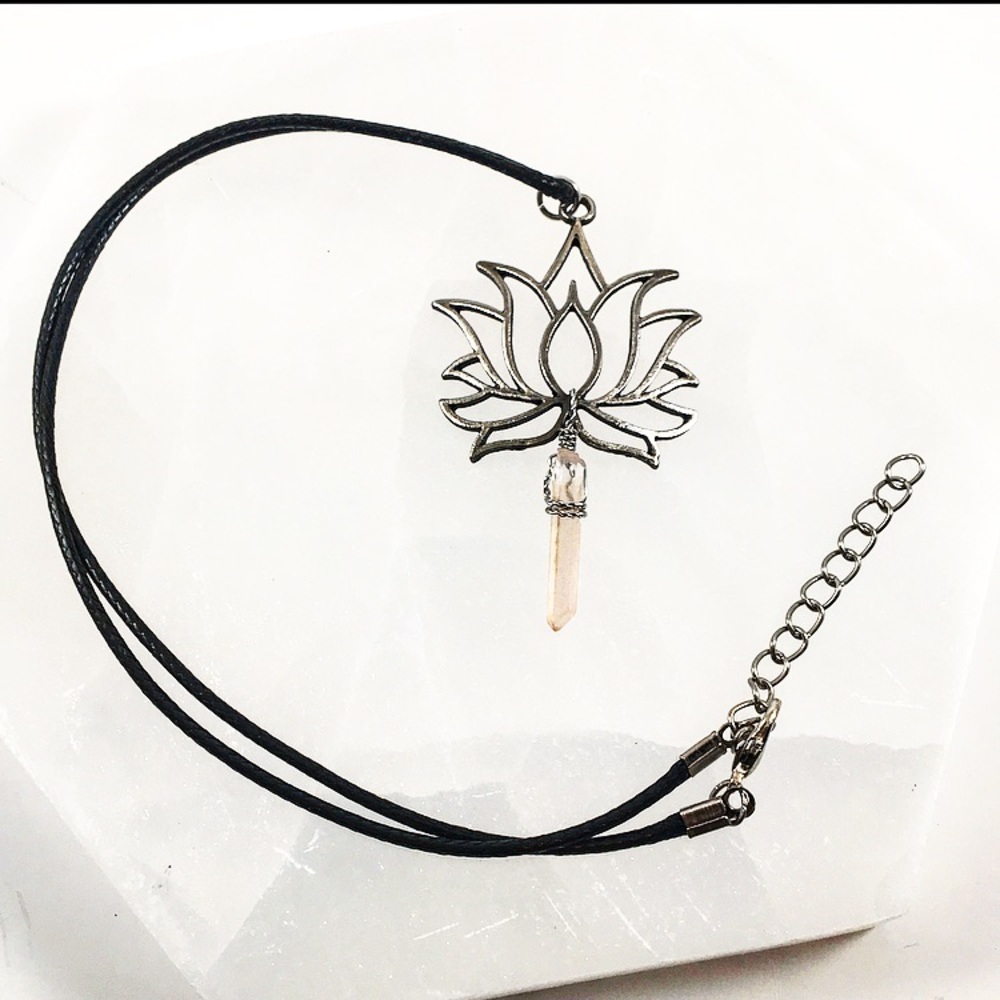 Lemurian Lotus Crystal Pendant - Picture 2 of 4